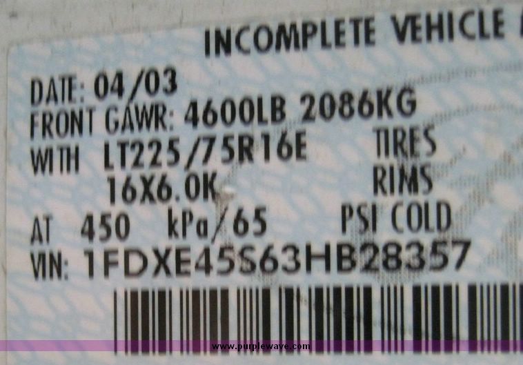 image for item 4675 2003 Ford E450 Super Duty El Dorado Paratransit van