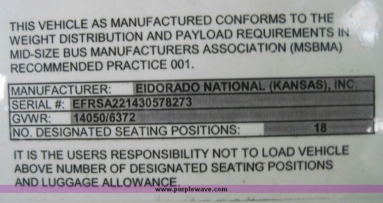 image for item 4675 2003 Ford E450 Super Duty El Dorado Paratransit van