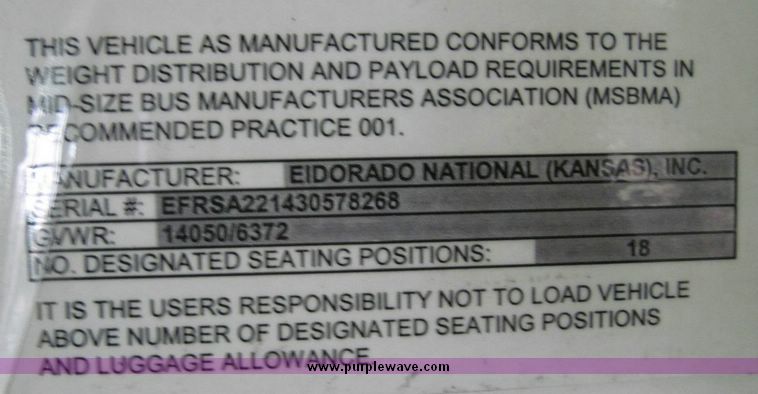 image for item 4676 2003 Ford E450 Super Duty El Dorado Paratransit van