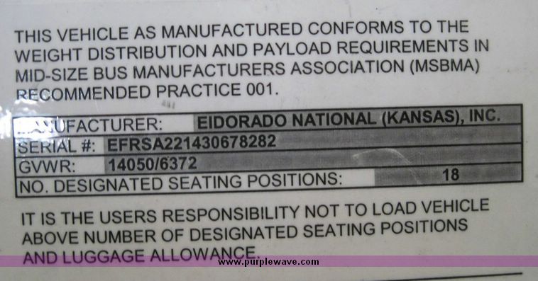 image for item 4677 2003 Ford E450 Super Duty El Dorado Paratransit van
