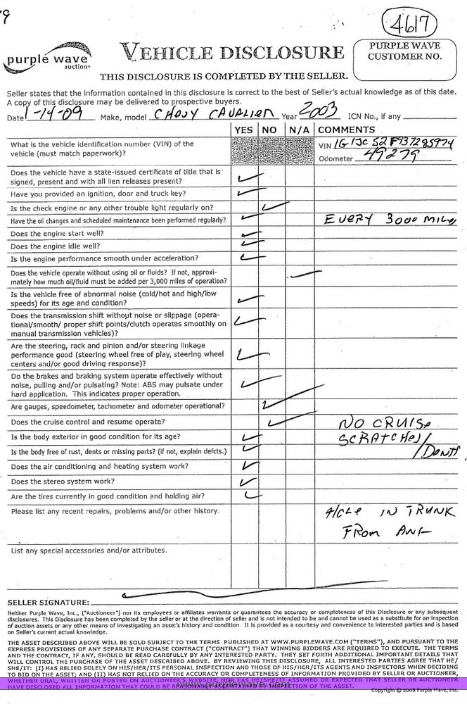 image for item 4617 2003 Chevrolet Cavalier