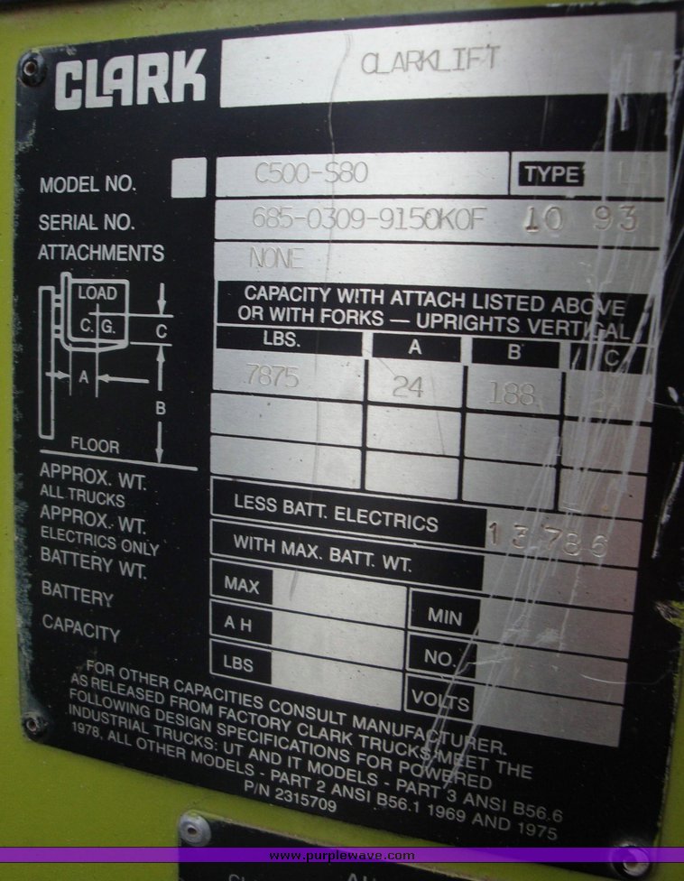image for item 1302 1993 Clark forklift