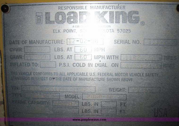 image for item 4583 1997 Cmi Load King 2060-40-2 belly dump trailer