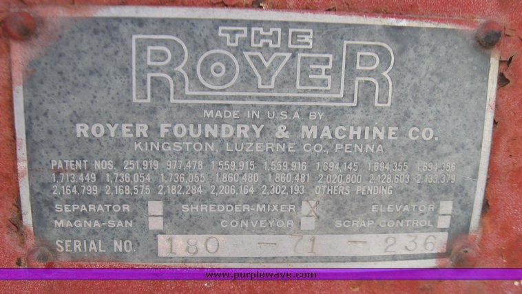 image for item 5324 Royer shredder mixer