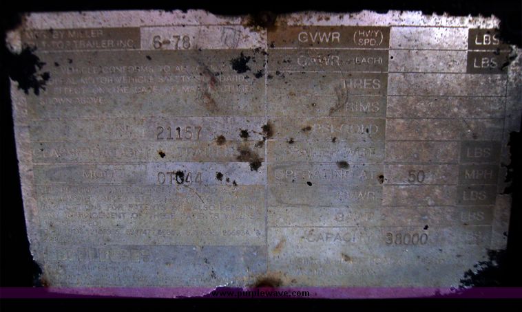 image for item 5684 1978 Miller OTG44 tilt bed trailer