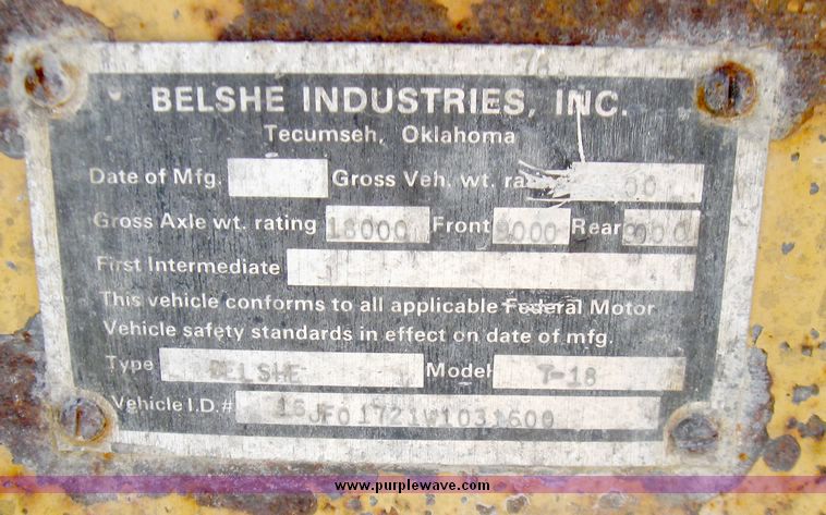 image for item 5695 1998 Belshe T-18 trailer