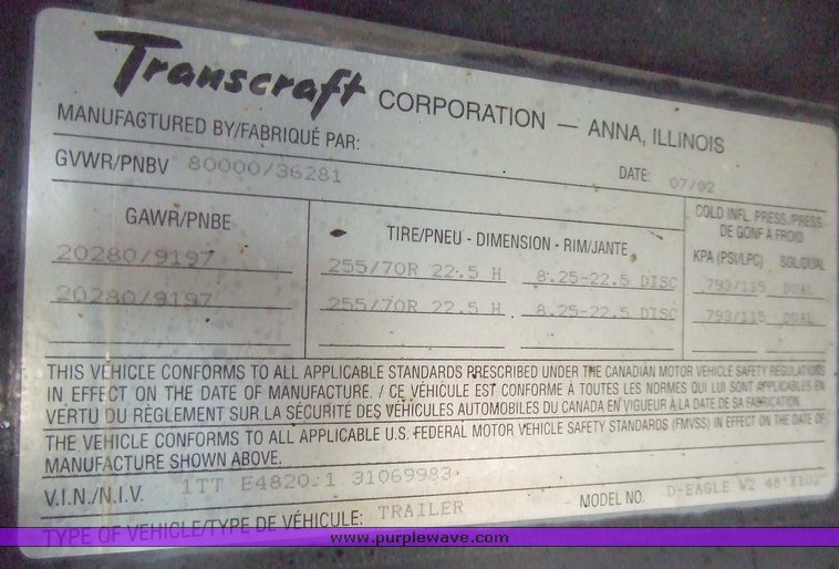 image for item 6654 2003 Transcraft D-Eagle W2 drop deck trailer