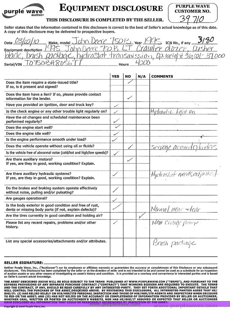 image for item 3180 1995 John Deere 750B crawler dozer