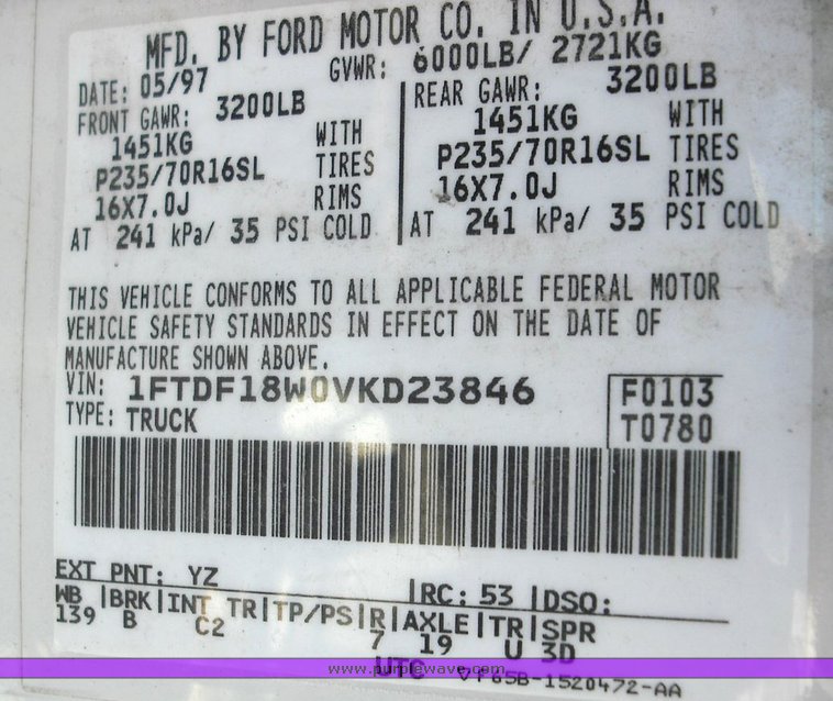 image for item 3248 1997 Ford F150 pickup