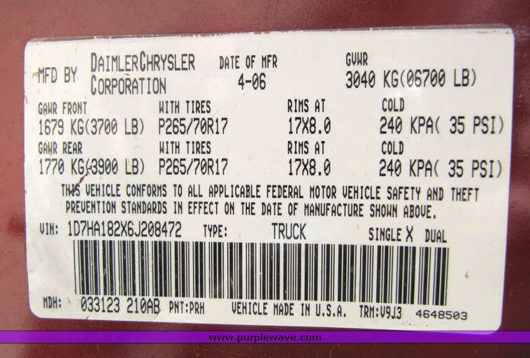 image for item 1901 2006 Dodge 1500 quad cab SLT pickup