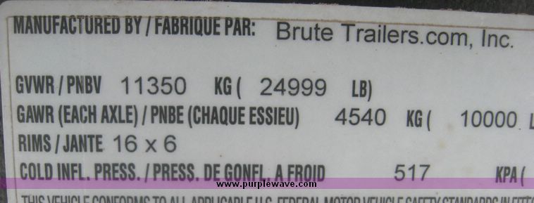 image for item 3937 2007 Brute flatbed gooseneck trailer