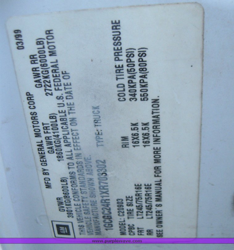 image for item 5663 1999 Chevrolet C2500 pickup