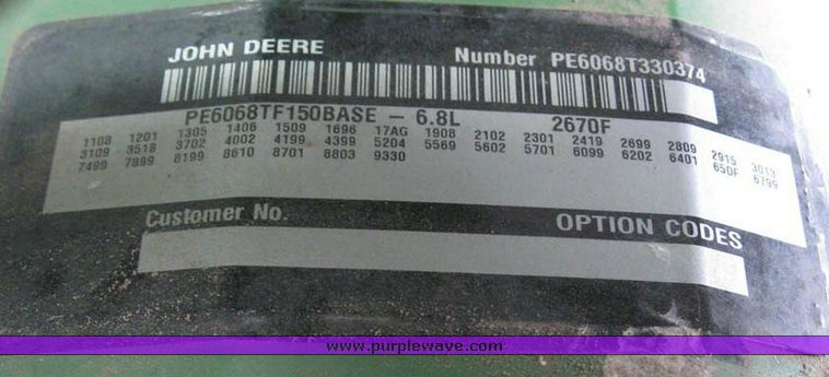image for item 6002 John Deere Powertech 6.8 liter diesel irrigation engine