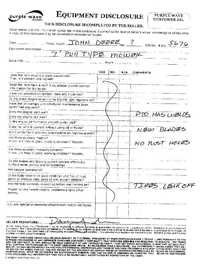 image for item 5676 John Deere 7' pull type mower