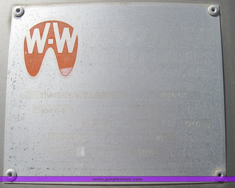 image for item 4596 2003 WW/Witzco stock trailer