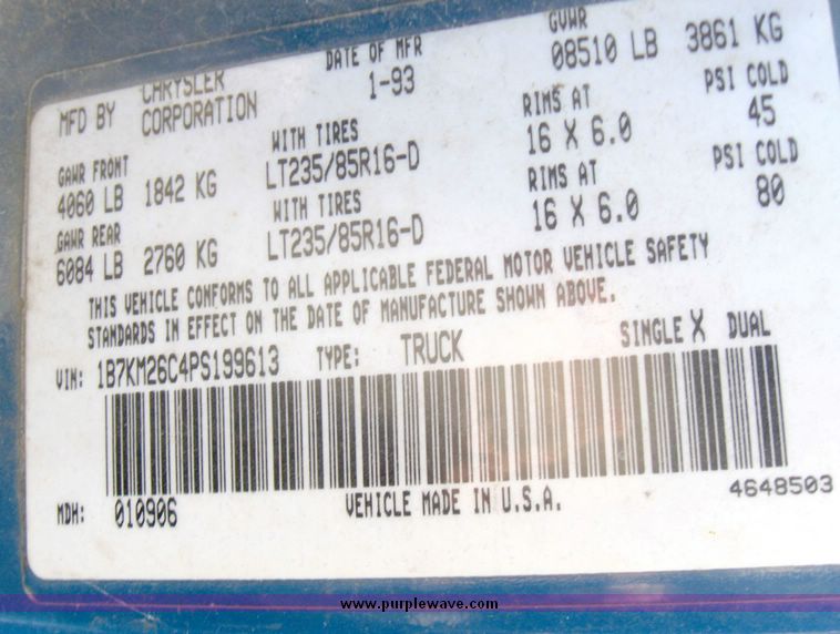 image for item 5513 1993 Dodge Ram W-250 pickup