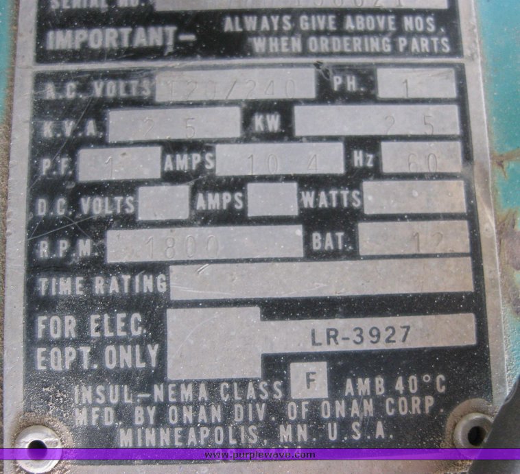 image for item 2072 Onan generator