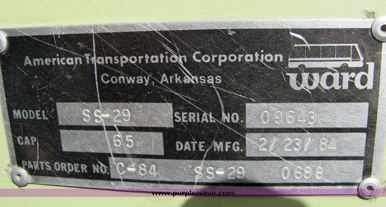 image for item 3365 1984 Ward SS-29 65 passenger school bus