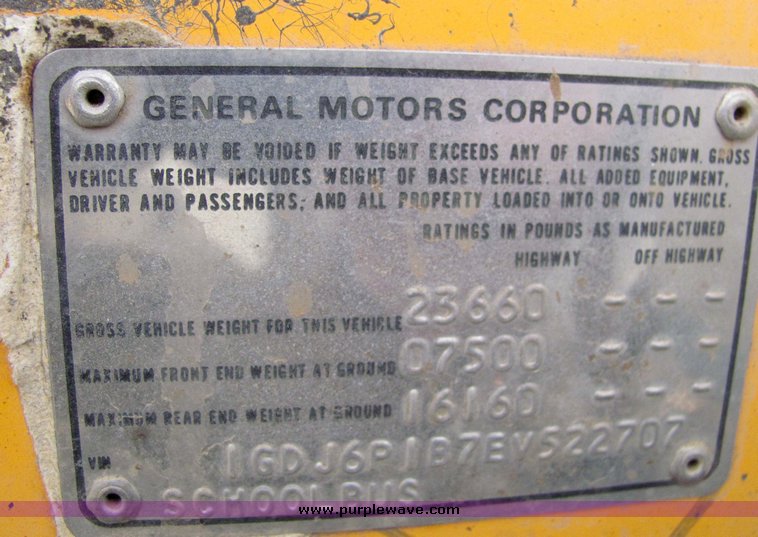 image for item 3365 1984 Ward SS-29 65 passenger school bus