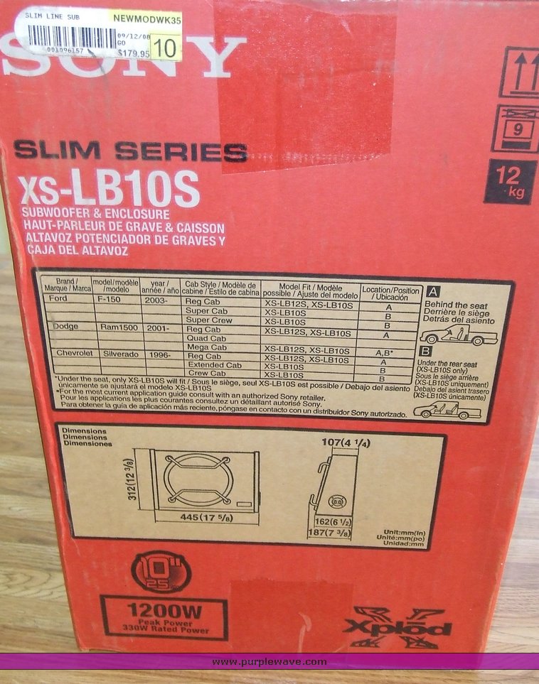 image for item 6548 Sony Xploid Slim series XS-LB10S sub-woofer and enclosure