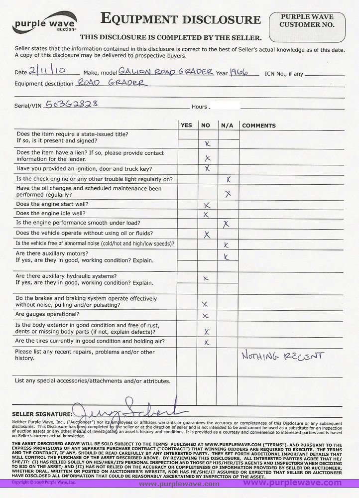 image for item 2127 1966 Galion road grader