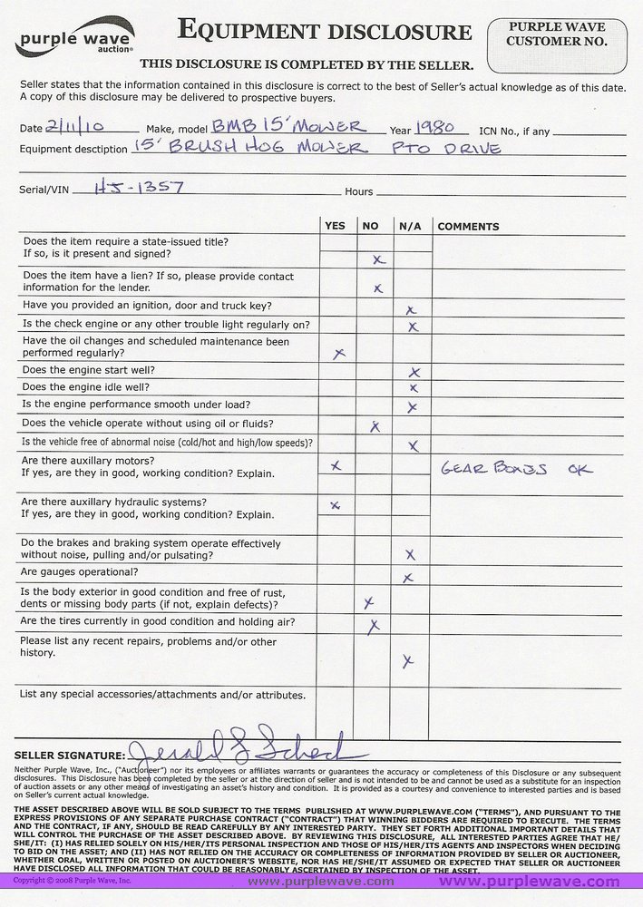image for item 2131 1980 BMB 15' batwing mower