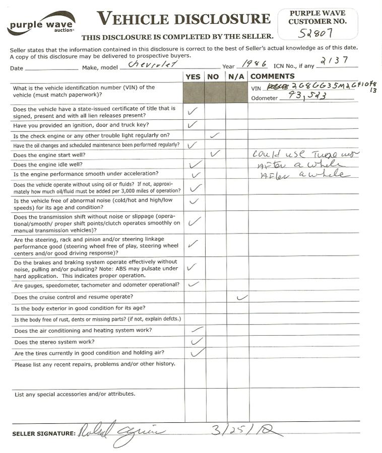 image for item 2137 1986 Chevrolet G30 sport van