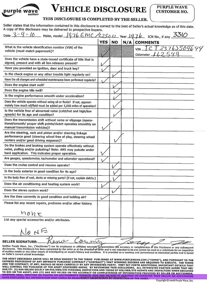 image for item 3310 1976 GMC Sierra 2500 pickup