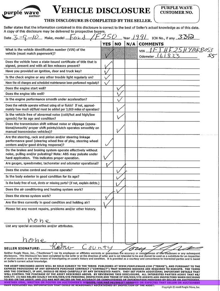 image for item 3312 1991 Ford F250 pickup