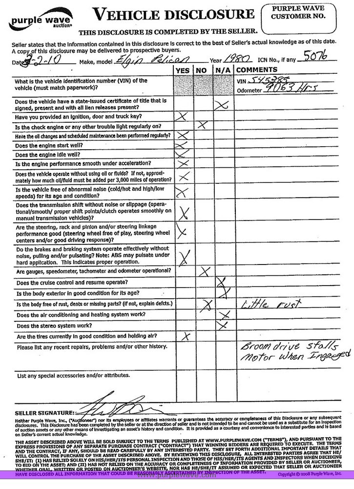 image for item 5076 1980 Elgin Pelican Street sweeper