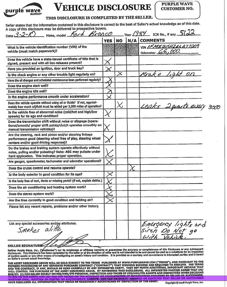 image for item 5122 1984 Ford Bronco