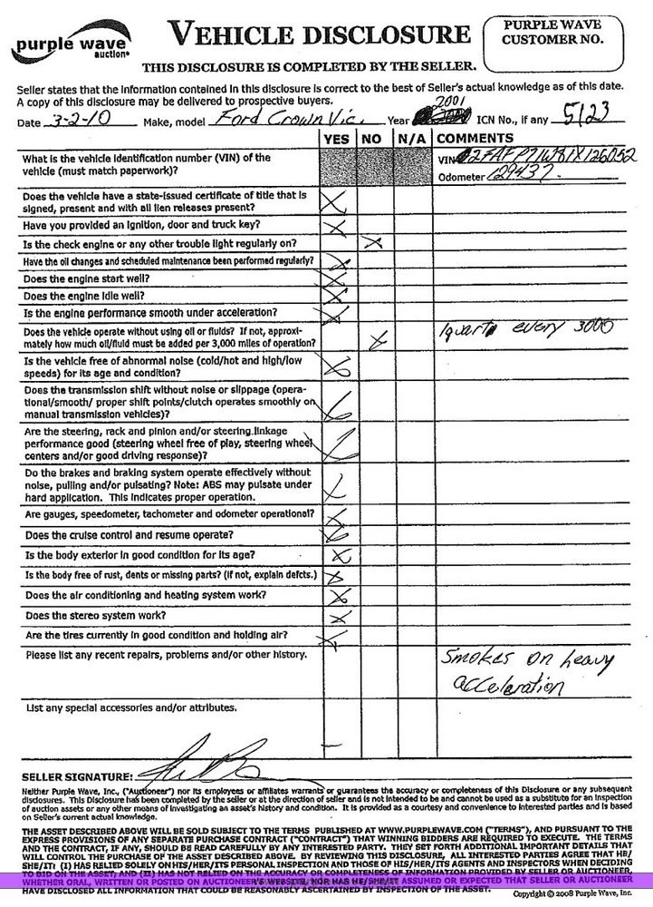 image for item 5123 2001 Ford Crown Victoria Police Interceptor