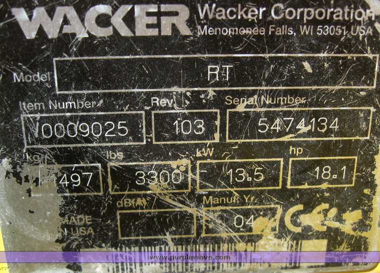 image for item 6097 2004 Wacker RT82-SC vibratory trench roller