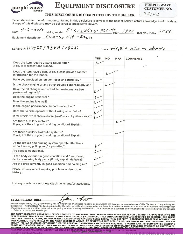 image for item 3964 1997 Freightliner FLD120 semi tractor
