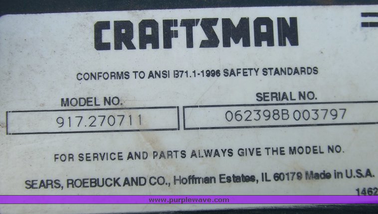 image for item 6835 Craftsman riding lawn mower