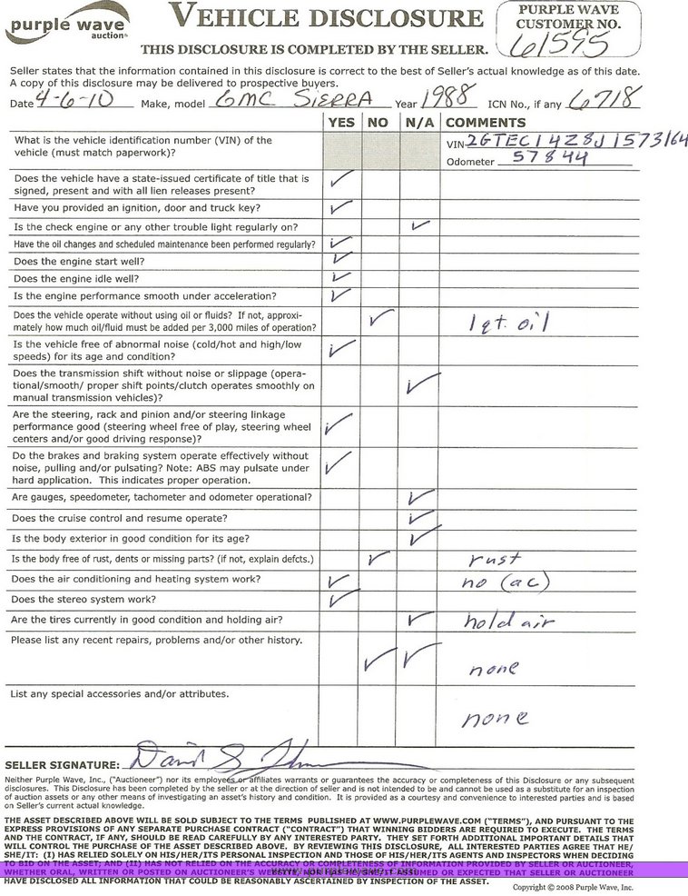 image for item 6718 1988 GMC C1500 pickup