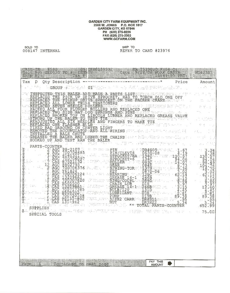 image for item 6157 1999 Case 8590 large square baler