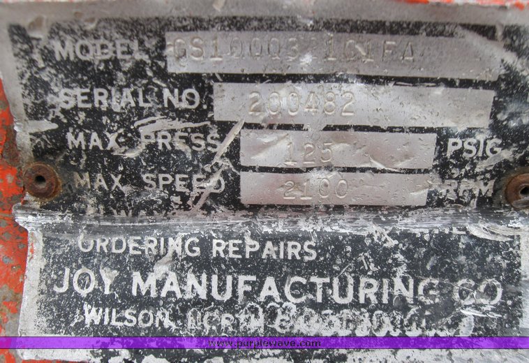 image for item 3033 Joy Sullivan Industires air compressor