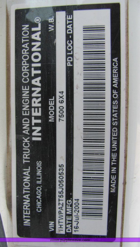 image for item 3603 2004 International 7500 dump truck
