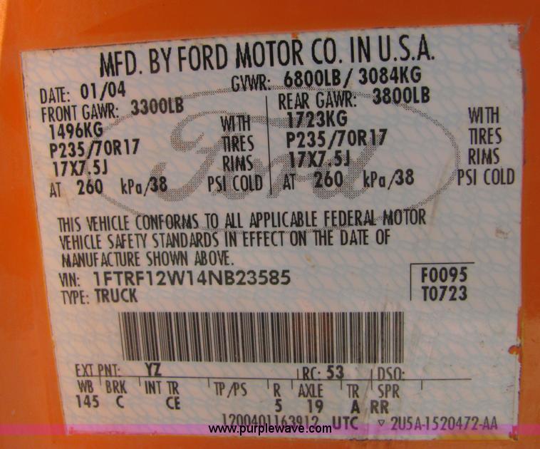 image for item 6030 2004 Ford F150 pickup