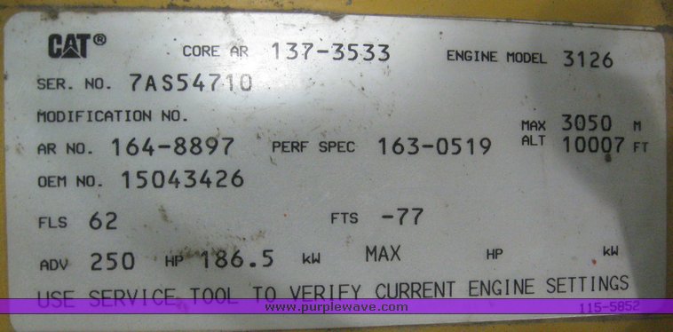 image for item 6049 1999 Caterpillar 3126 engine and Allison MD3560 transmission