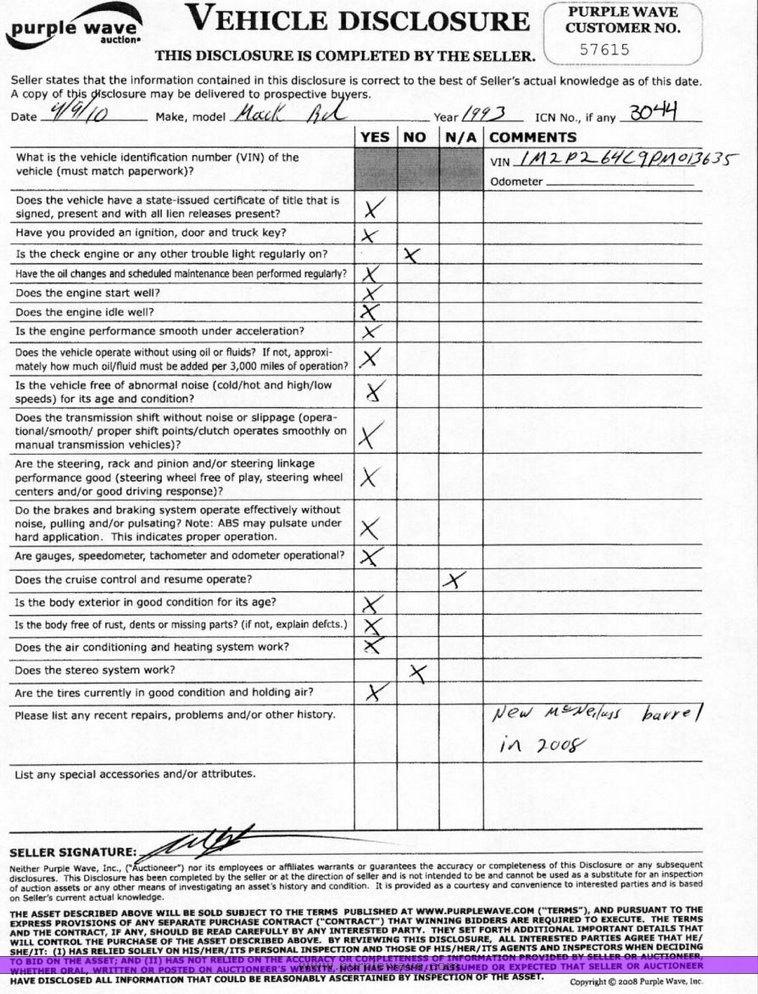 image for item 3044 1993 Mack 600 RD 600 cement mixer truck
