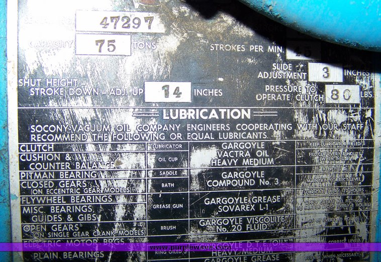 image for item 8675 Warren City Mfg 75 ton hydraulic punch