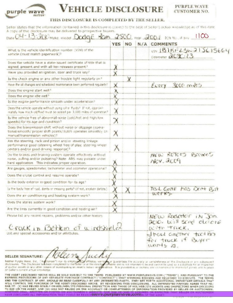 image for item 1100 2001 Dodge Ram 2500