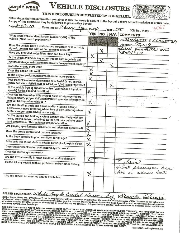 image for item 3062 2005 Chevrolet Equinox LT