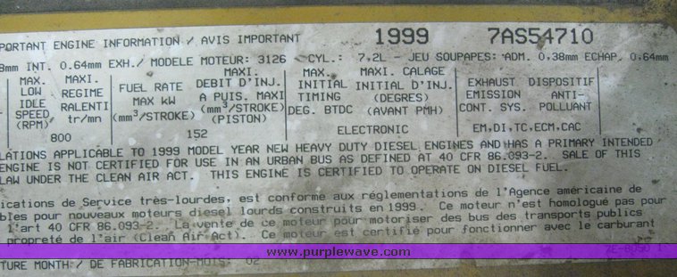 image for item 6049 1999 Caterpillar 3126 engine and Allison MD3560 transmission