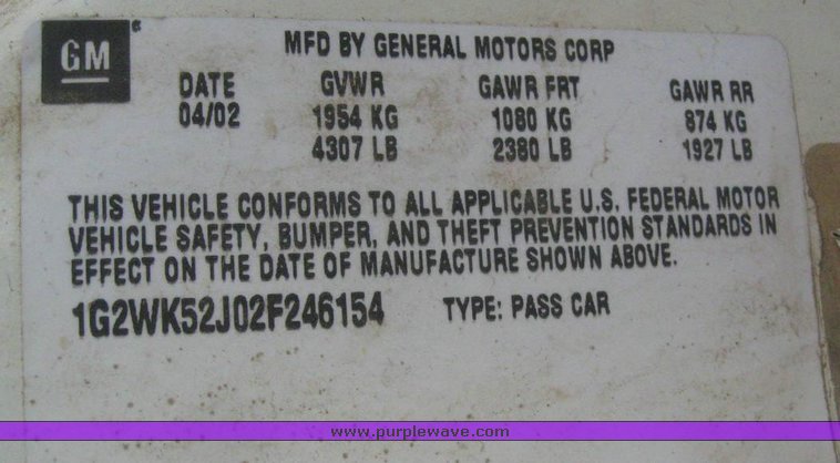 image for item 6247 2002 Pontiac Grand Prix SE