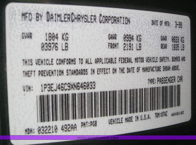 image for item 6301 1999 Plymouth Breeze