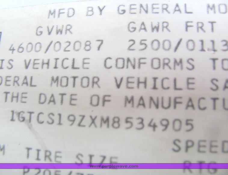 image for item 4072 1991 GMC Sonoma