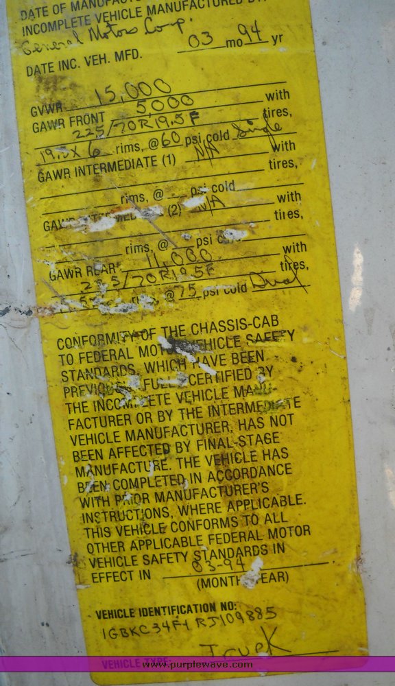 image for item 4243 1994 Chevrolet C3500-HD pickup